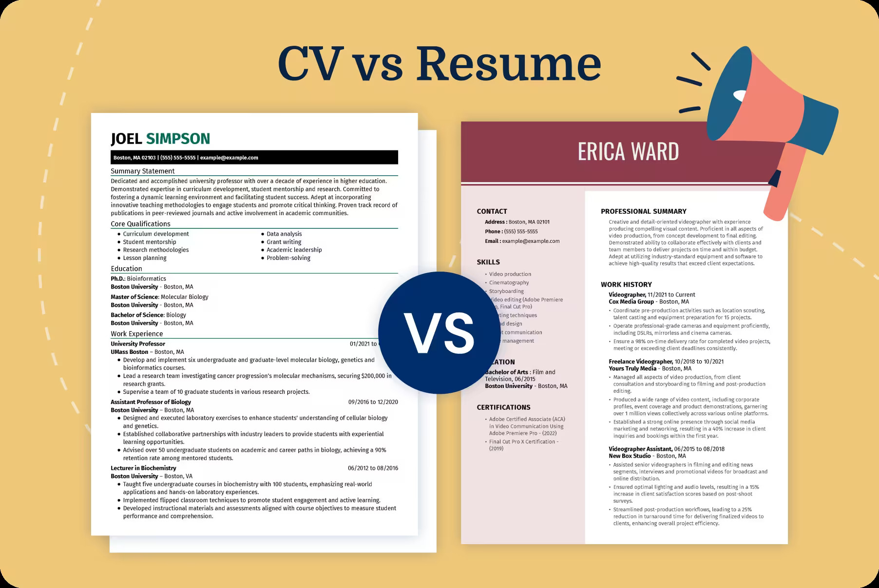 Difference between resume and CV